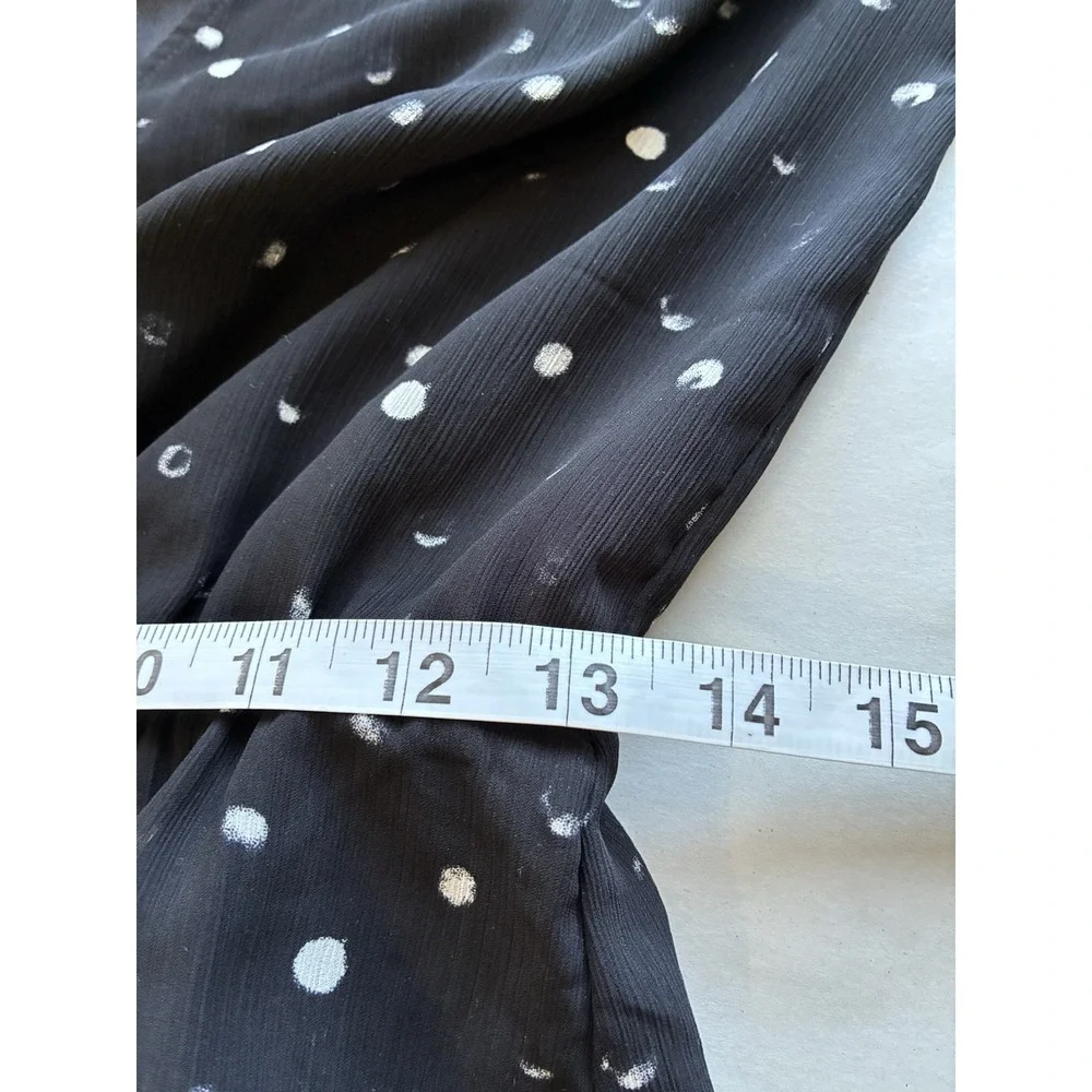 Point Sur Faux Wrap Midi Dress Crinkle‎ Chiffon Sz 2 Whimsy Goth Dark Fairy